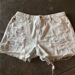 KanCan Light Wash Distressed Denim Shorts